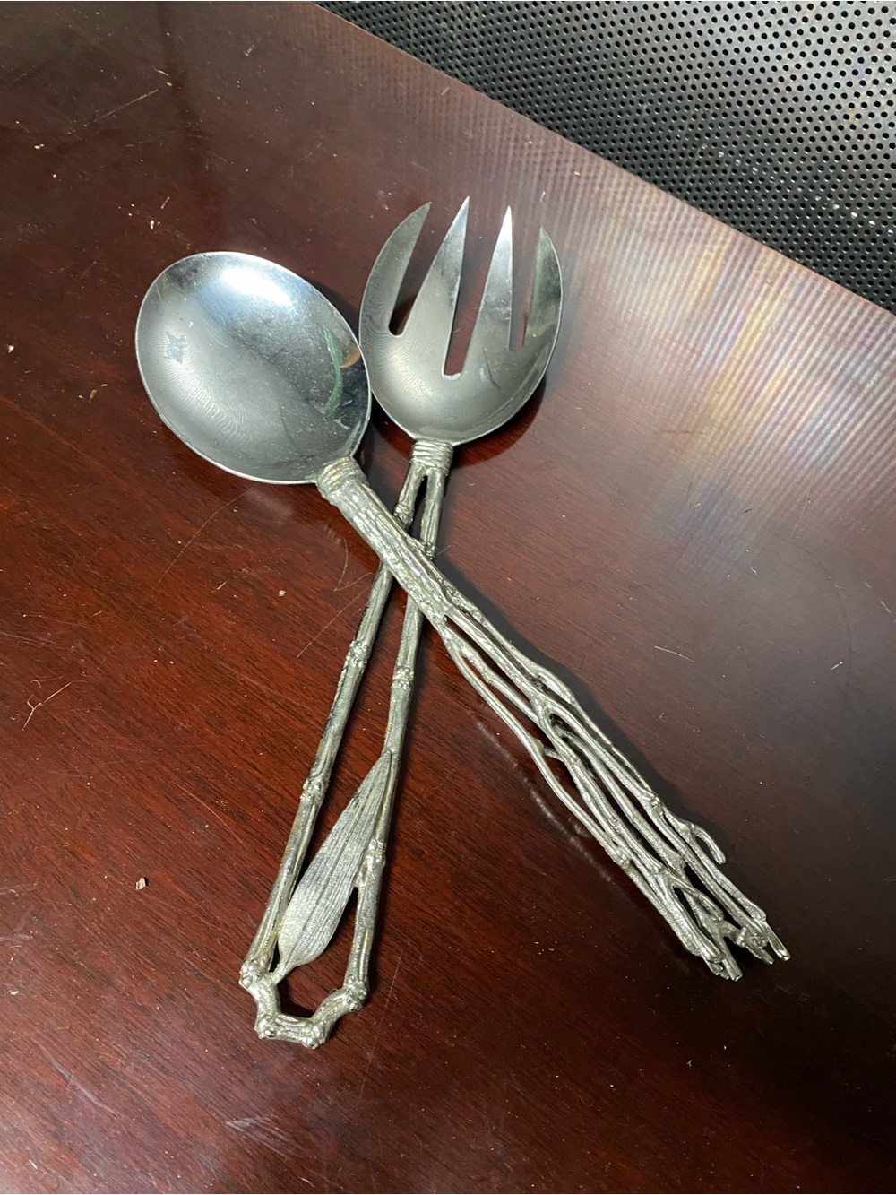 Michael Aram Retired Rustic Silver-Tone Twig Salad Serving Set - Silver